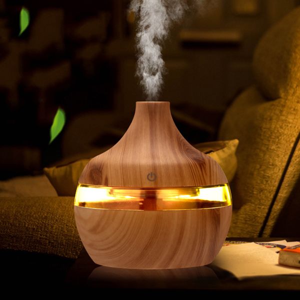 

300ml humidifier aroma essential oil diffuser ultrasonic wood grain air humidifier usb mini mist maker 7 led light car home