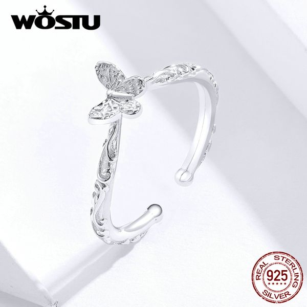 

подлинная 925 серебряных бабочки vintage кольца регулируемая finger открытого кольцо для женщин свадьбы партии 925 ювелирных изделий fir634, Blue;slivery