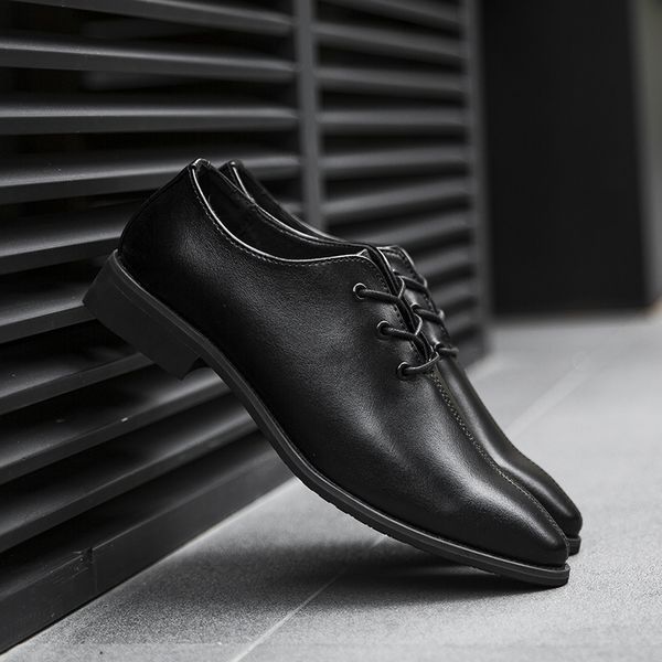 

dress shoes men oxfords leather men's lace up business shoes men zapatos de hombre de vestir formal wedding party shoes, Black