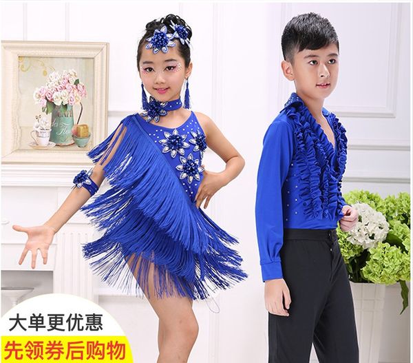 

children's latin dance costumes girls latin dance skirt clothes grading competition clothing children's practice clothes, Black;red