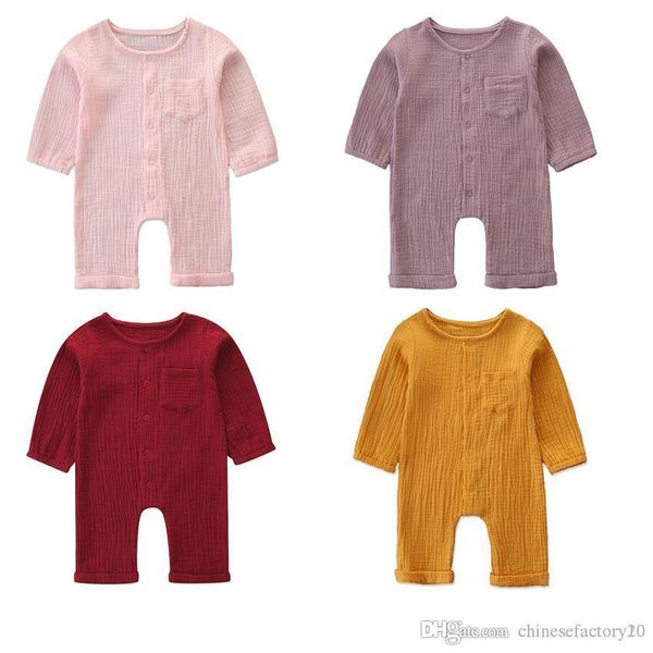 

baby boys girls rompers with pocket ins jumpsuit clothing toddler boutique romper clothes kids long sleeves autumn 0-2t, Blue