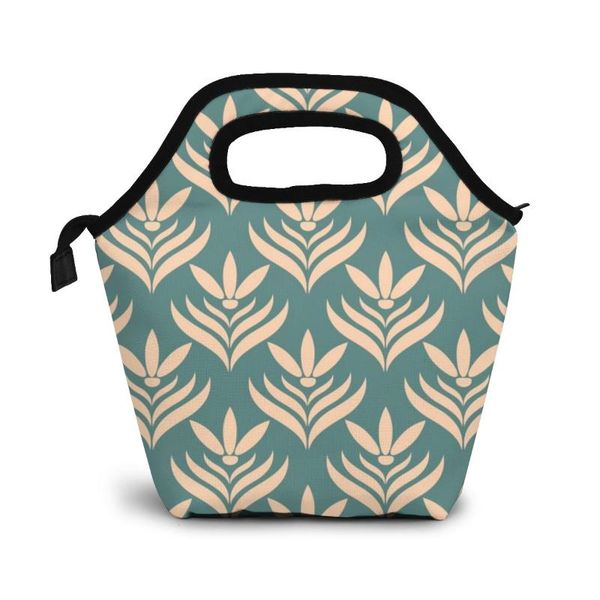 

seamless floral pattern2 lunch bag boxes bags portable insulated picnic box for women men, Blue;pink