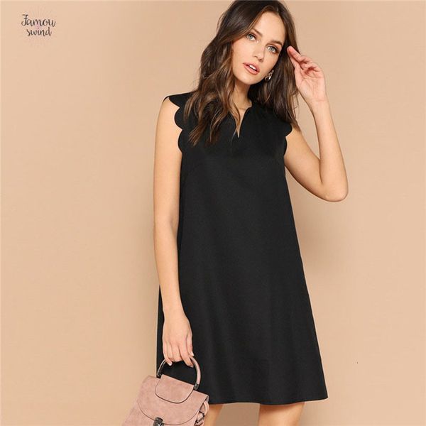 

трапеция платье lady solid v шеи гребешок дифферента мини одежда женщин 2019 casual свободный tank летнее платье, Black;gray