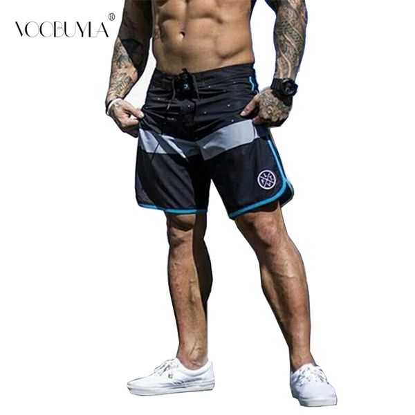 

voobuyla running shorts men training marathon quick dry fitness gym printing sport shorts patchwork plus running jogger, Black;blue