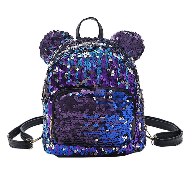 

shining women's sequins school backpack mouse cute satchel girls student teenage travel party mini shoulder bag mochila feminin
