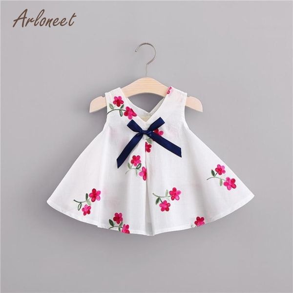 

arloneet baby girls dresses baby girls floral cartoon print bowknot embroidery dress clothes outfits 2018 fe8 2019, Red;yellow