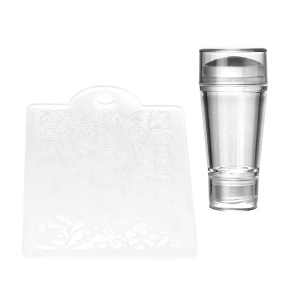 

nails art silicone stamper stamping transfer image scraper clear template