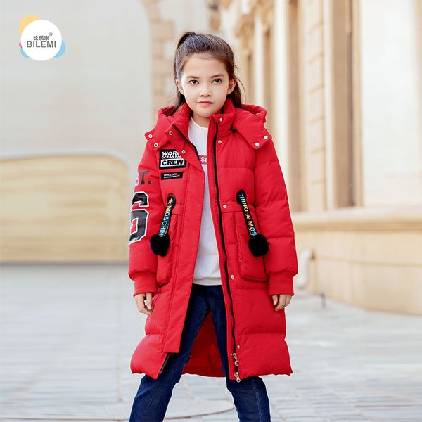 

bilemi light black girls long down jacket, Blue;gray