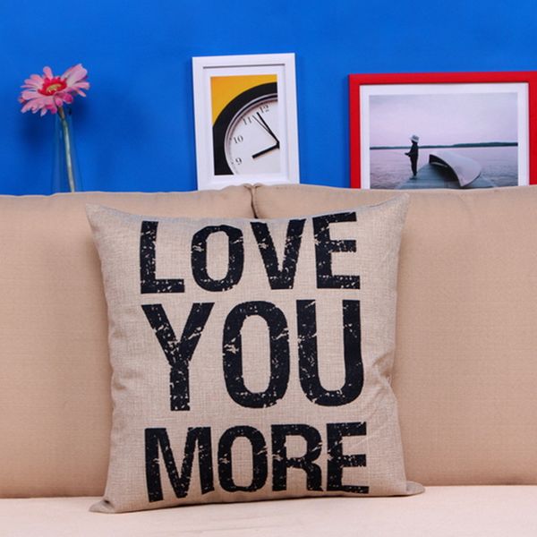 

cute cushion cover home decoration love you more letters print throw pillow case square pillowcase christmas decor gift 2017 home textiles