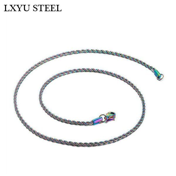 

twist rope chains stainless steel necklaces width 2mm/3mm/ hiphop long chain jewelry women/men kolye, Silver