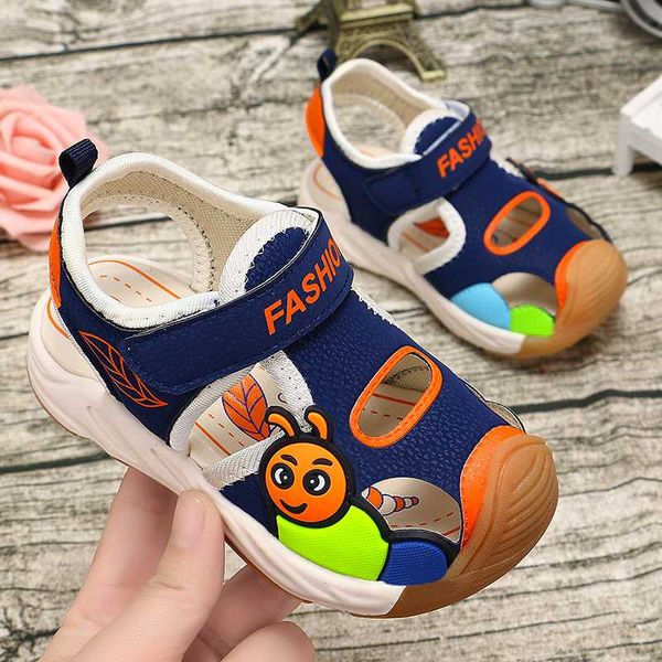 

2020 summer kids shoes closed toe toddler boys sandals orthopedic sport pu leather baby boys sandals shoes b011, Black;red