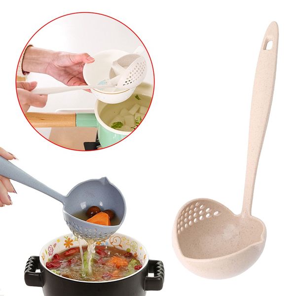 

2 in 1 pot dinnerware porridge soup spoon with filter skimmer kitchen utensil long handle colander