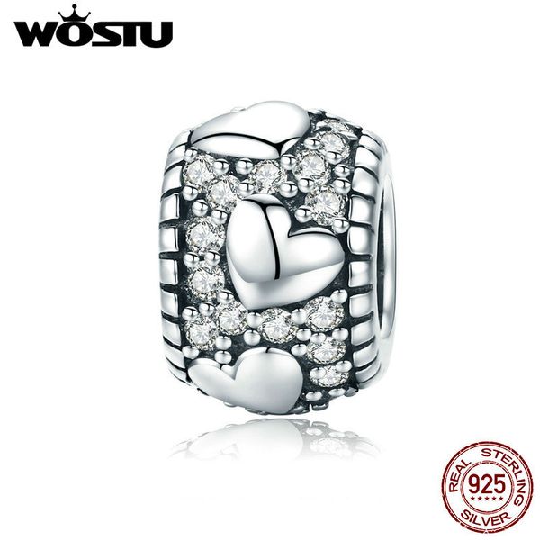 

wostu 2019 новая мода стерлингового серебра 925 яркое сердце шарм бисера подходят оригинальные diy браслет бисер для fic798 изготовление юве, Blue;slivery