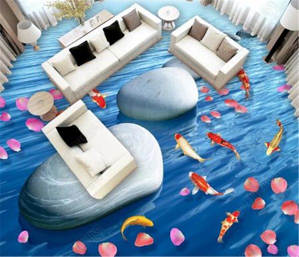 

пользовательские любой размер обои 3d камень лепесток кальмар тур 3d гостиная спальня ванная комната 3d полы