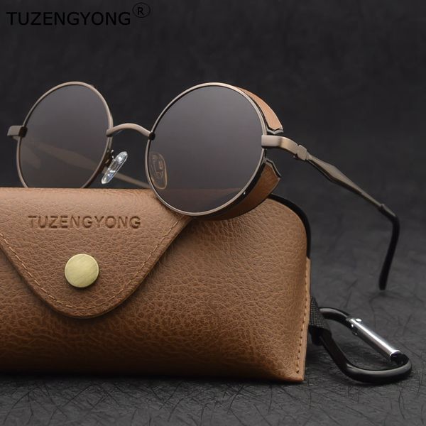 

tuzengyong new polarized sunglasses men/women round metal vintage sun glasses gothic steampunk sunglass uv400, White;black