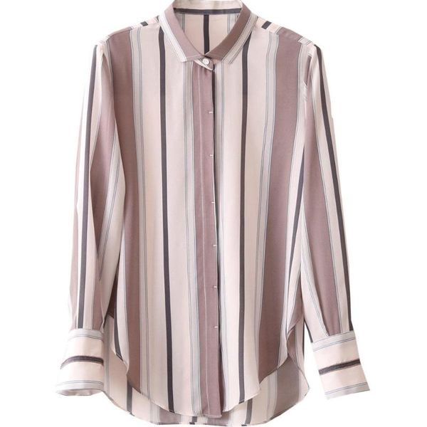 

new women spring autumn loose chiffon blouses women's casual long sleeve striped shirts office lady plus size bluses df3304, White