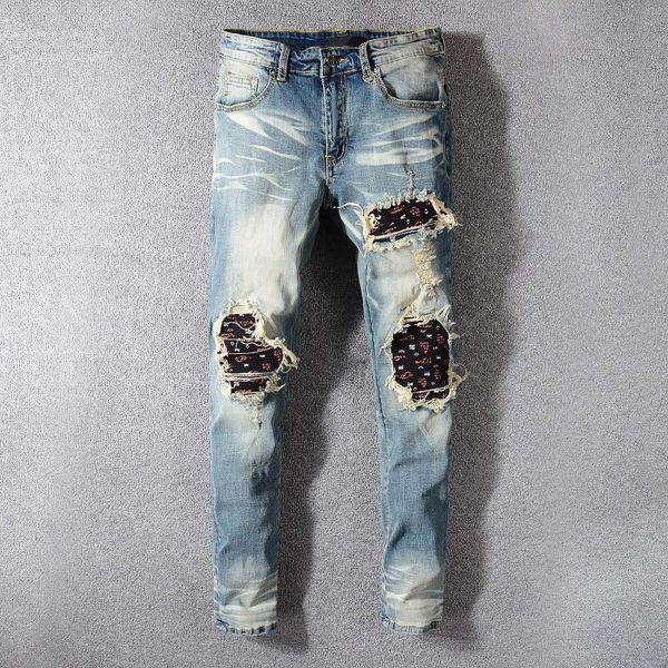 

new mens designer jeans mens designer biker pants distressed zipper jeans ripped denim pants size 28-40, Blue