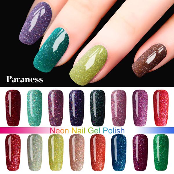 

paraness 3pcs colorful neon uv gel nail polish color soak off glitter nail polish semi permanent lucky esmalte gel varnish art, Red;pink