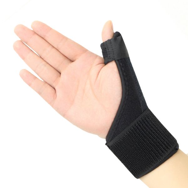 

medical wrist elastic thumb wrap hand palm wrist brace splint support arthritis pain sport training thumb fitted correction, Black;red