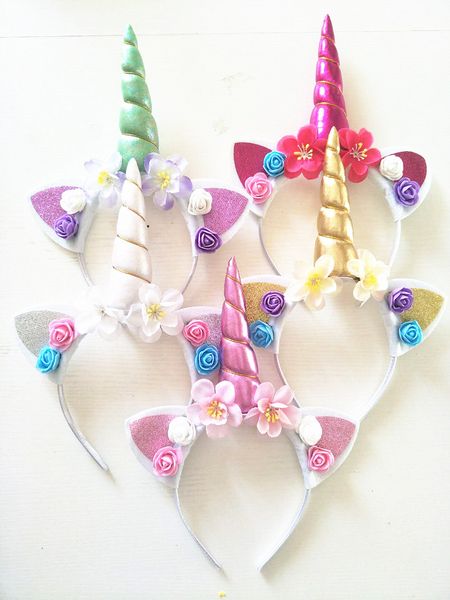 

милые девушки единорога цветочные кошачьи уши ободки для детей головные уборы фото реквизит партия обруч для волос ленты для волос дети chir