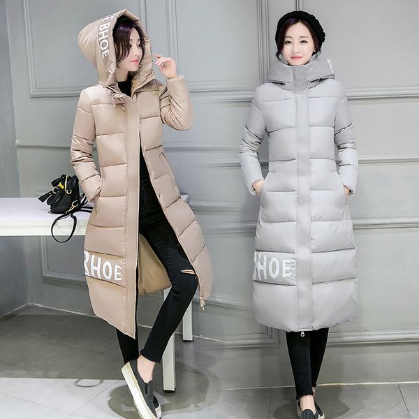 

women down parka nice autumn winter jacket women down cotton coats female outerwear long lady clothing white cotton jacket, Black