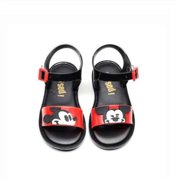 

mini melissa 2019 new summer girls boys jelly shoes girl sandals non-slip kids beach sandal toddler shoe soft sandals, Black;red