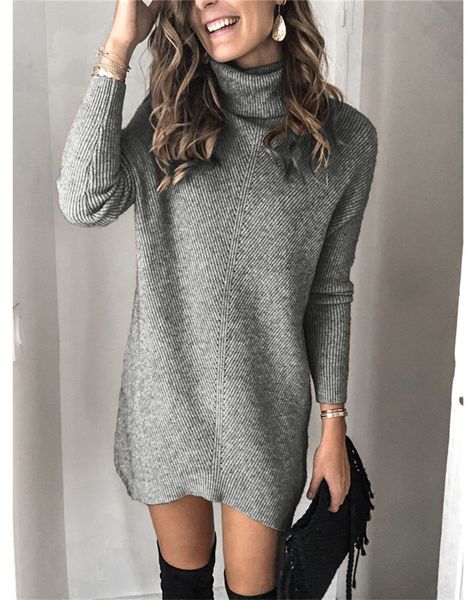 

solid color womens designer sweaters long sleeve turtle neck womens knit dress loose ladies casual sweaters, White;black
