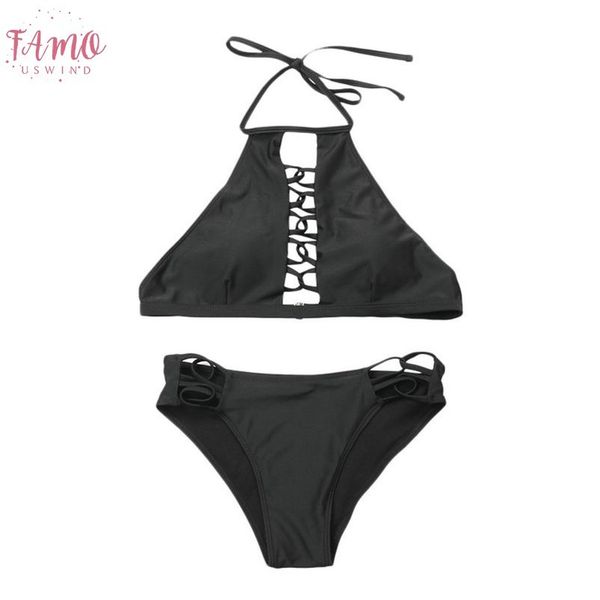 

sagace women swimwear womens solid color split three point swimsuit bikini summer high waist beachwear biquini bikinis bathing suit, White;black