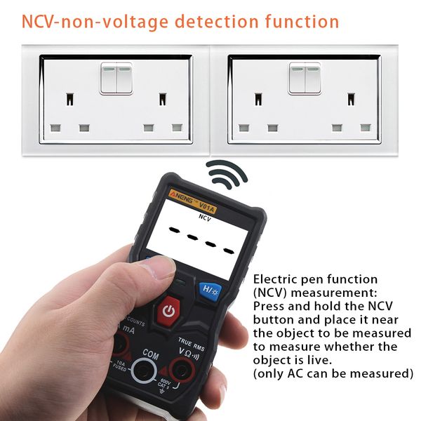 

true-rms multimeter v01a intelligent ncv 4000 counts ac/dc voltage current ohm test tool with flash light