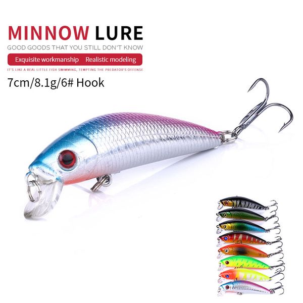 HENGJIA 70mm richiamo di pesca 16pc swimbait pesca minnow plastica attrezzatura da pesca Minnow 7CM 8G Giappone gancio