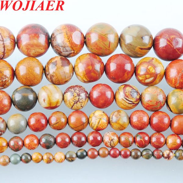 

wojiaer 4-14mm уникальный красный шарик натуральный пикассо ясперс свободные бусины для diy оригинальные браслеты ожерелье ювелирные изделия, Black
