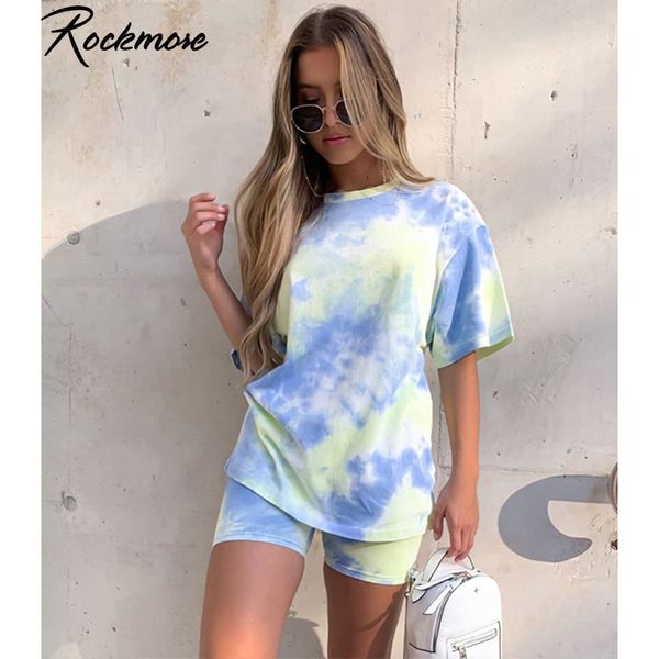 

rockmore tie dye oversized long shirts women short sleeve o-neck tshirts harajuku streetwear casual plus size basic t-shirt, White