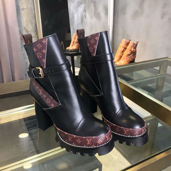 

new autumn and winter new women fashionable and exquisite womens boots high heels and genuine leather outdoors fashion martin boots, Black