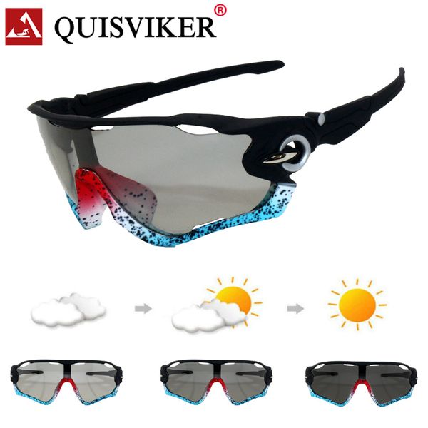 

quisviker brand design sport pchromic sunglasses men polarized sun glasses women outdoor eyewear mtb driving male goggles, White;black