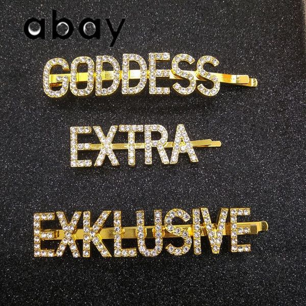 

клип золото уникальный кристалл слово волос имя заколки женщины ювелирные изделия волос rhinestone letters шпильки hairgrip, Golden;white