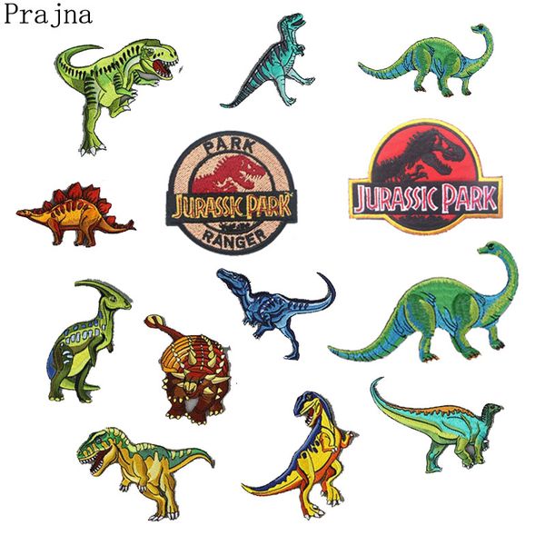 Prajna Dinosaur S1 Jurassic Park Acessório Patch bordado adesivos de ferro bordados patches para roupas de ferro em patches filmes parches anime