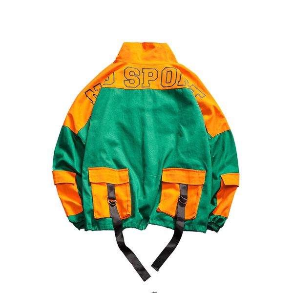 

spring autumn new preppy style multi-pocket tooling jackets hong kong style chic loose jacket college hip hop coat, Black;brown