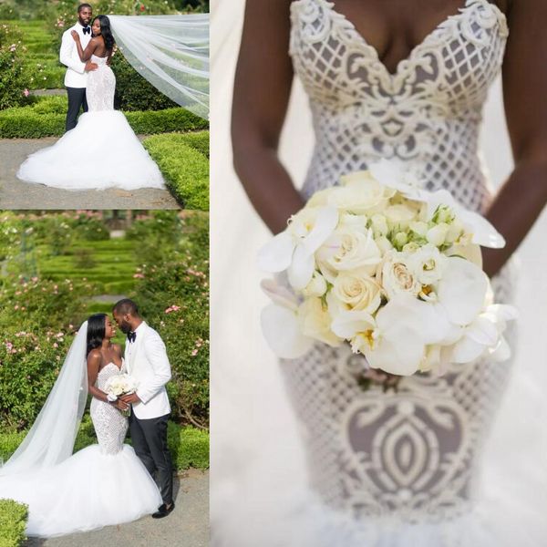 

luxury african sweetheart cascading organz ruffles mermaid wedding dresses south african backless major custom bridal gowns, White