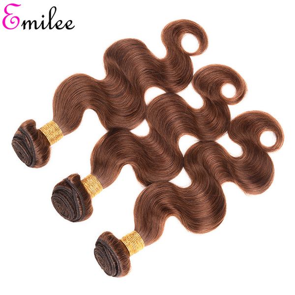 

emilee chocolate brown hair weave brazilian color 4 body wave hair bundles brown remy human hair extension 10 inch, Black