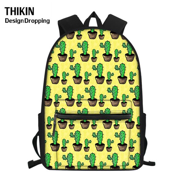 

thikin cartoon cactus pattern junior school backpacks for teenage girls children book bags women travel lapbackpack pocket