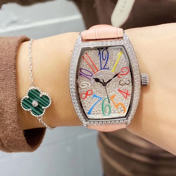 

quartz movement full diamond dial xiabisour women watch leather band female watch ing, Slivery;brown