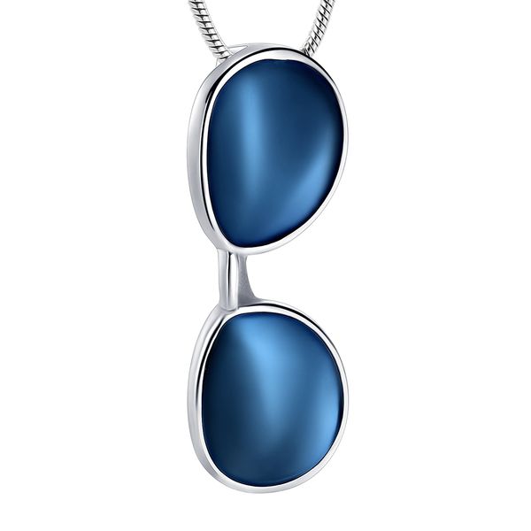 

ijd10535 кремация из нержавеющей стали синий солнцезащитные очки для пепла мемориал память урна кулон ожерелье с цепью змея ювелирные издели, Silver