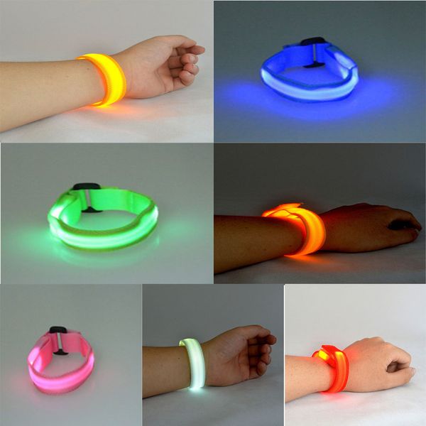 

led flashing wrist band bracelet arm band belt light up dance outdoor safe tools practical new, Black;red