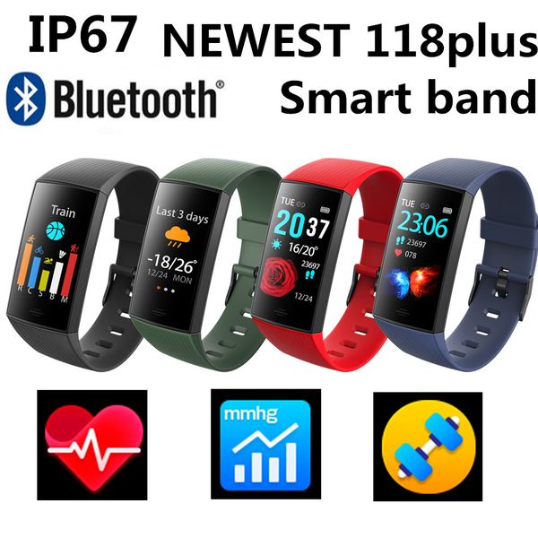 

Новейший 118 плюс Спорт умный браслет Фитнес Tracker Sleep Tracker Спорт монитор IP67 нарукавь