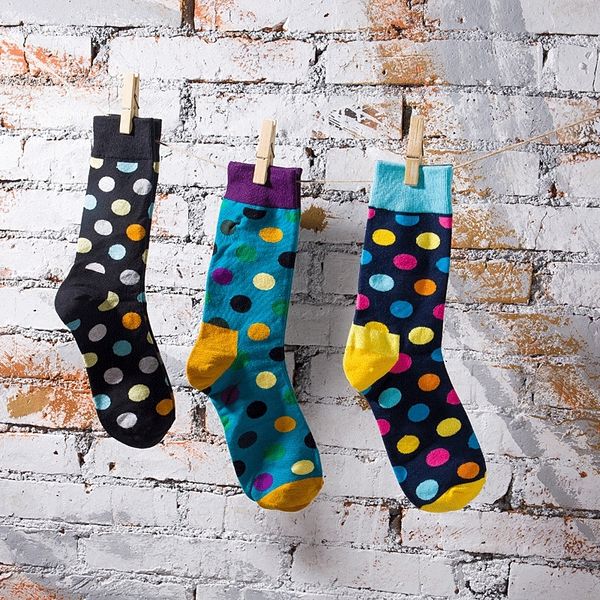 

men happy funny socks geometric stripe square dot colorful personality male korea street harajuku hip hop socks autumn winter, Black