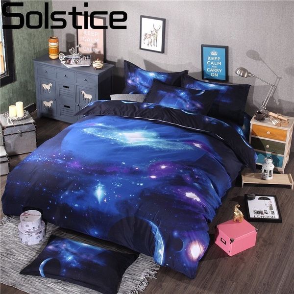 

solstice home textile universe outer space themed galaxy style 3pcs bedding set bed linen duvet cover pillowcase full  size