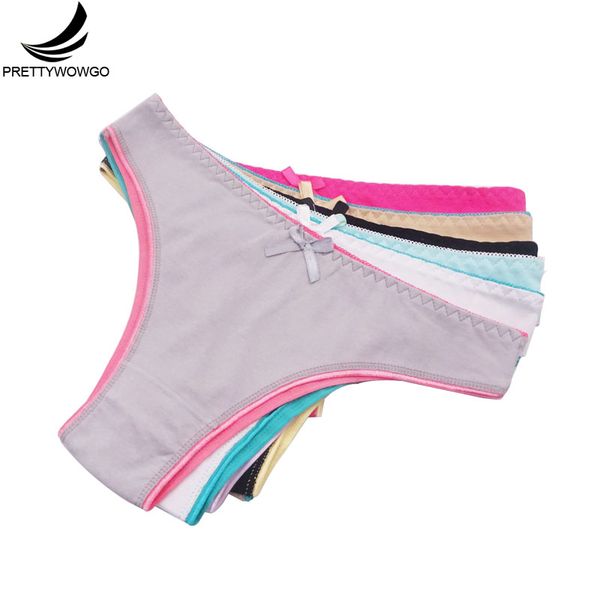 

prettywowgo 6 pcs/lot new arrival 2019 women panties women cotton bikini underwear 9291, White;black