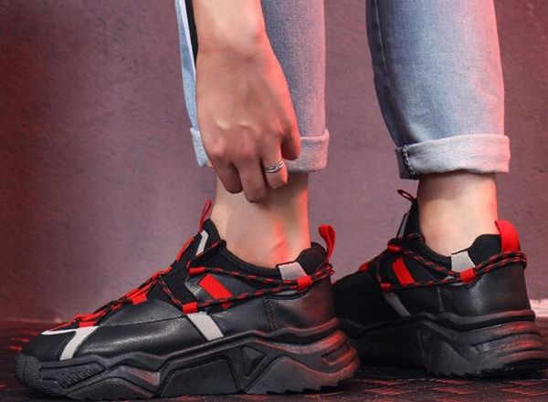 

autumn new men's shoes pu lace small white shoes casual tide korean version of father thicker men's, Black