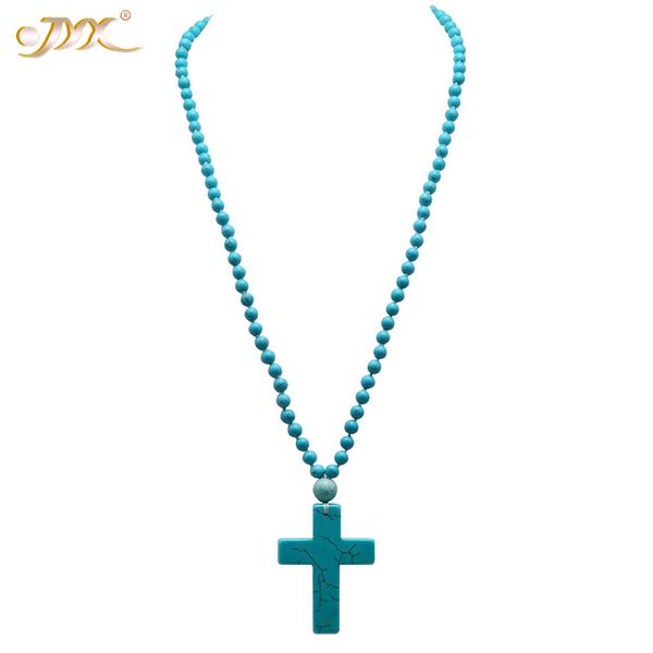 

jyx 2019 new turquoise necklace 6-10.5mm vibrant blue round turquoise necklace handmade gemstone beads 25, Silver