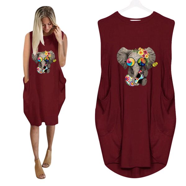 

plus size loose womens designer tshirt dresses 3d elephant print summer dress fashion ladies casual female clothing, Black;gray